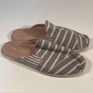 Toms Striped Canvas Espadrille Slides Mules Women Size 11
